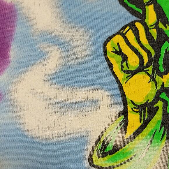 Liquid Blue Tie Dye Unisex Tee "We're All Mad Here" - Size Small - Picture 4 of 4